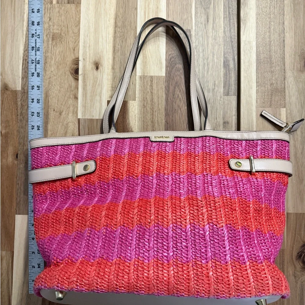 bebe Pink‎ and Orange Striped Tote Bag